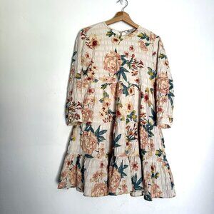 Floral Print Tiered Dress Long Sleeve Cottagecore Zara Size XS